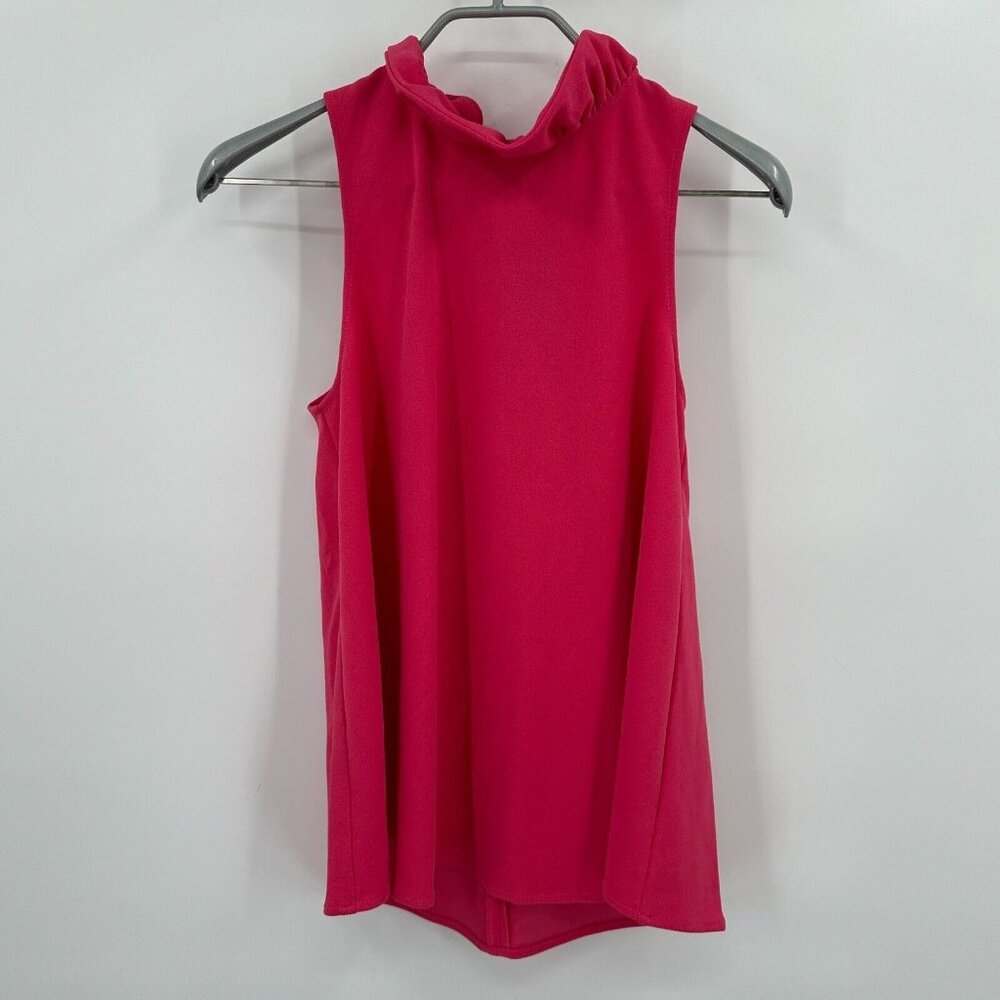 Pomander Place Tuckernuck Pink Mason Blouse sz XS Sleeveless Top Ruffle Bow Tie